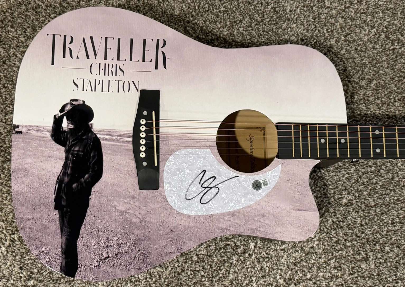CHRIS STAPLETON SIGNED CUSTOM ACOUSTIC GUITAR COUNTRY MUSIC AUTOGRAPHED BAS COA