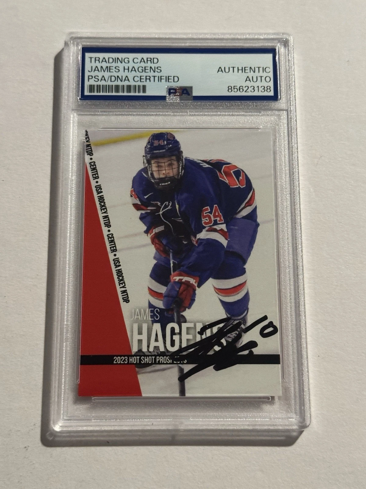 JAMES HAGENS SIGNED HOCKEY NHL PROSPECT ROOKIE RC CARD AUTO 1st ROUND PICK PSA