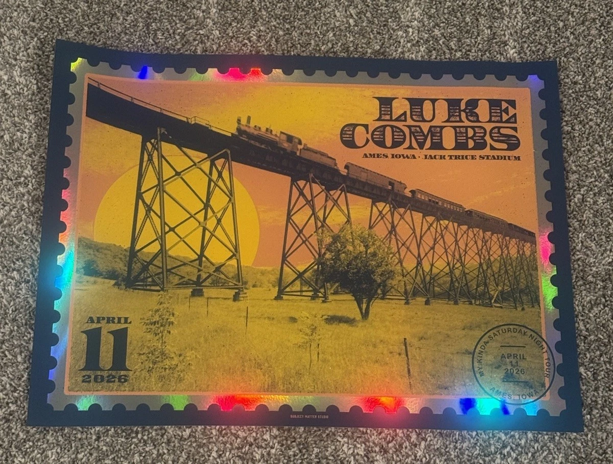 Luke Combs 2026 Ames Iowa Poster 4/11/26 Jack Trice Stadium Foil LE Only 25 Made