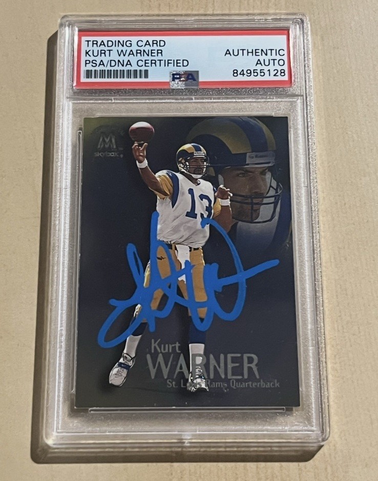 2000 Skybox Molten Metal Kurt Warner SIGNED AUTO #93 Rams Rookie Card RC PSA
