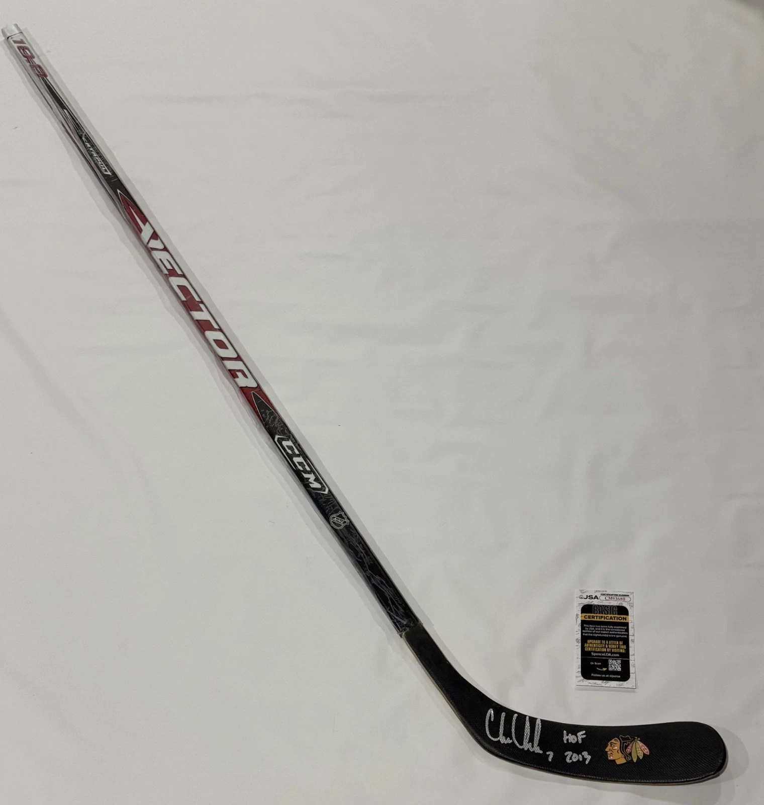 CHRIS CHELIOS SIGNED FULL SIZE HOCKEY STICK CHICAGO BLACKHAWKS JSA COA