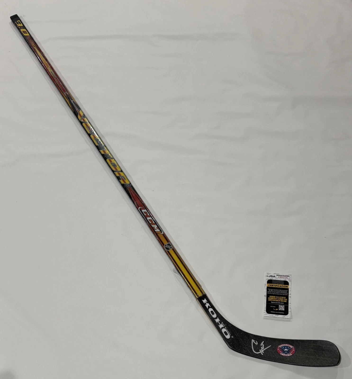 COLE HUTSON SIGNED FULL SIZE HOCKEY STICK WASHINGTON CAPITALS ROOKIE JSA COA