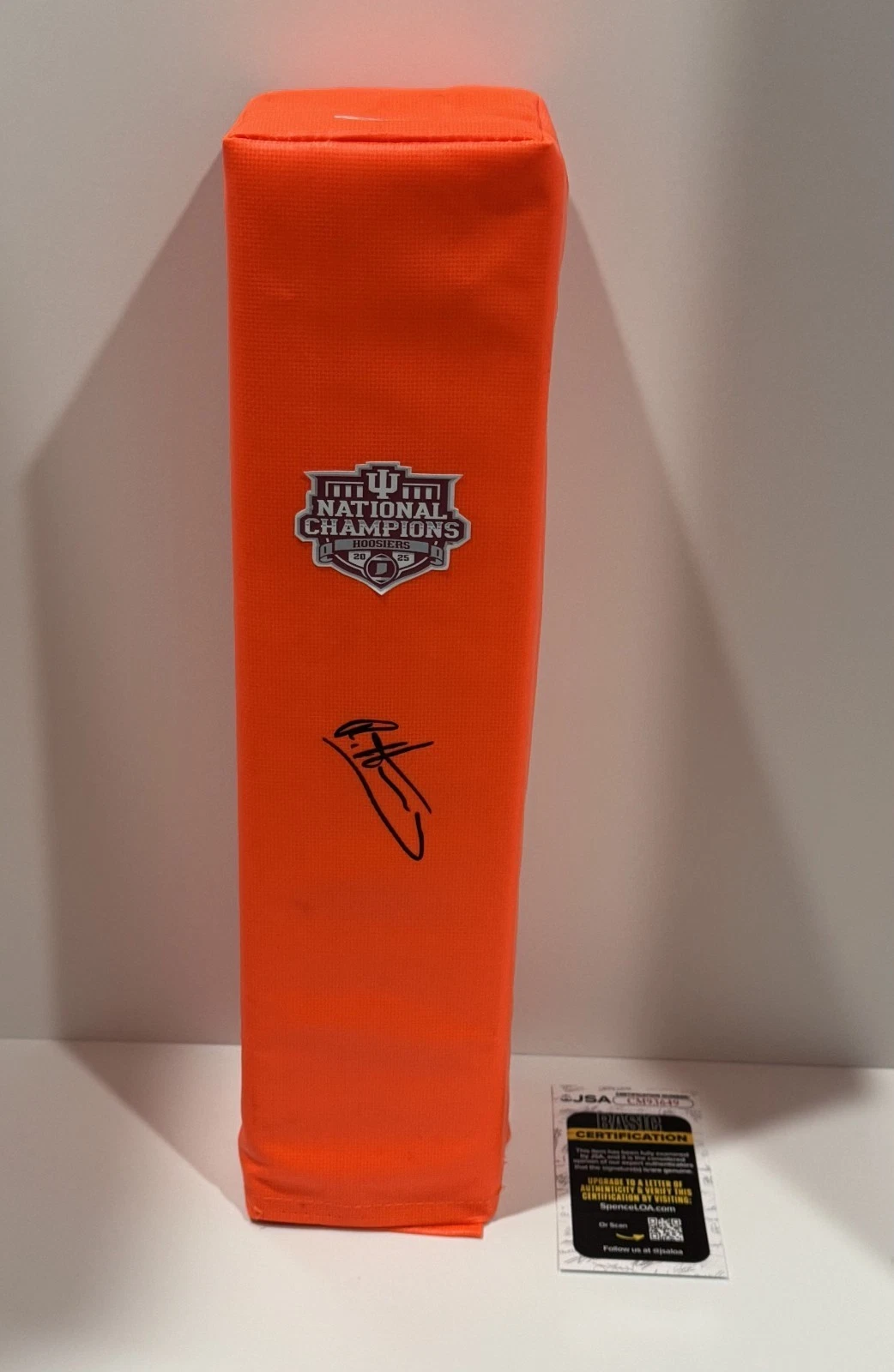 ROMAN HEMBY SIGNED TOUCHDOWN PYLON INDIANA HOOSIERS 2026 NATIONAL CHAMPS JSA COA
