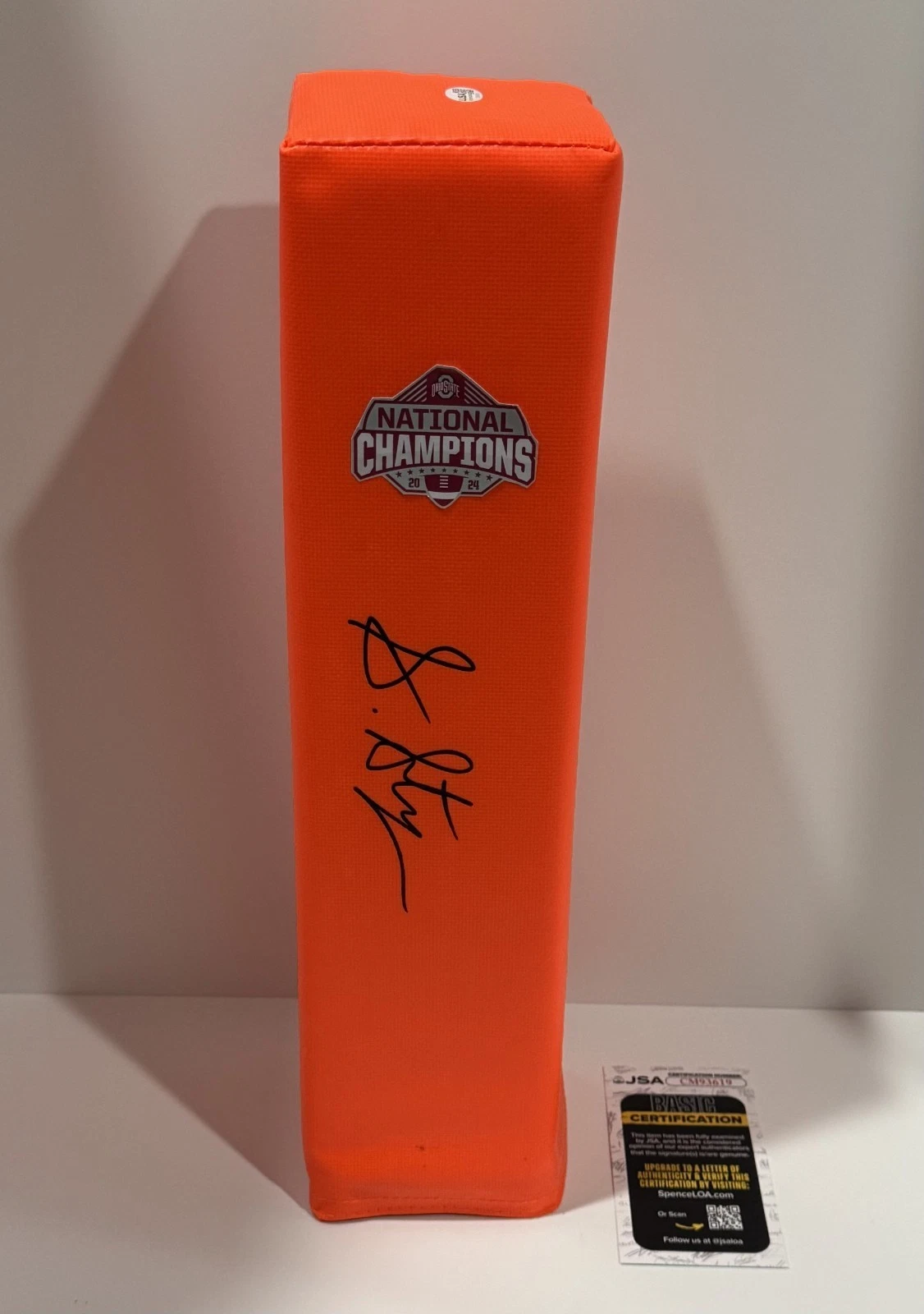 SONNY STYLES SIGNED PYLON OHIO ST. BUCKEYES 2024 NATIONAL CHAMPIONS JSA COA