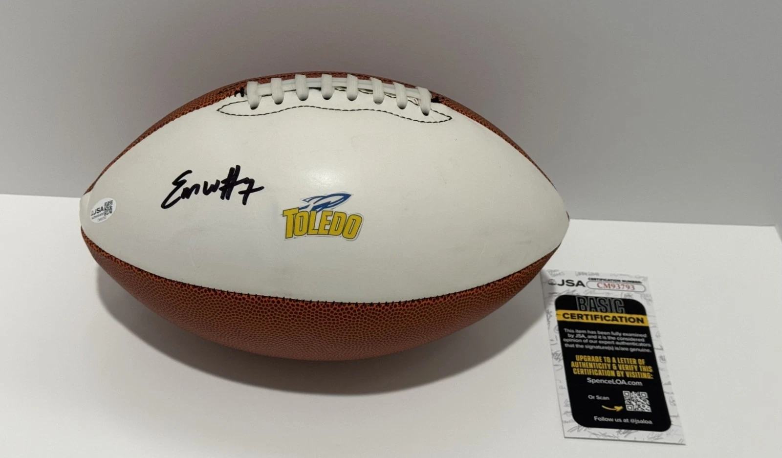 EMMANUEL MCNEIL-WARREN SIGNED FOOTBALL TOLEDO ROCKETS NFL STAR JSA COA