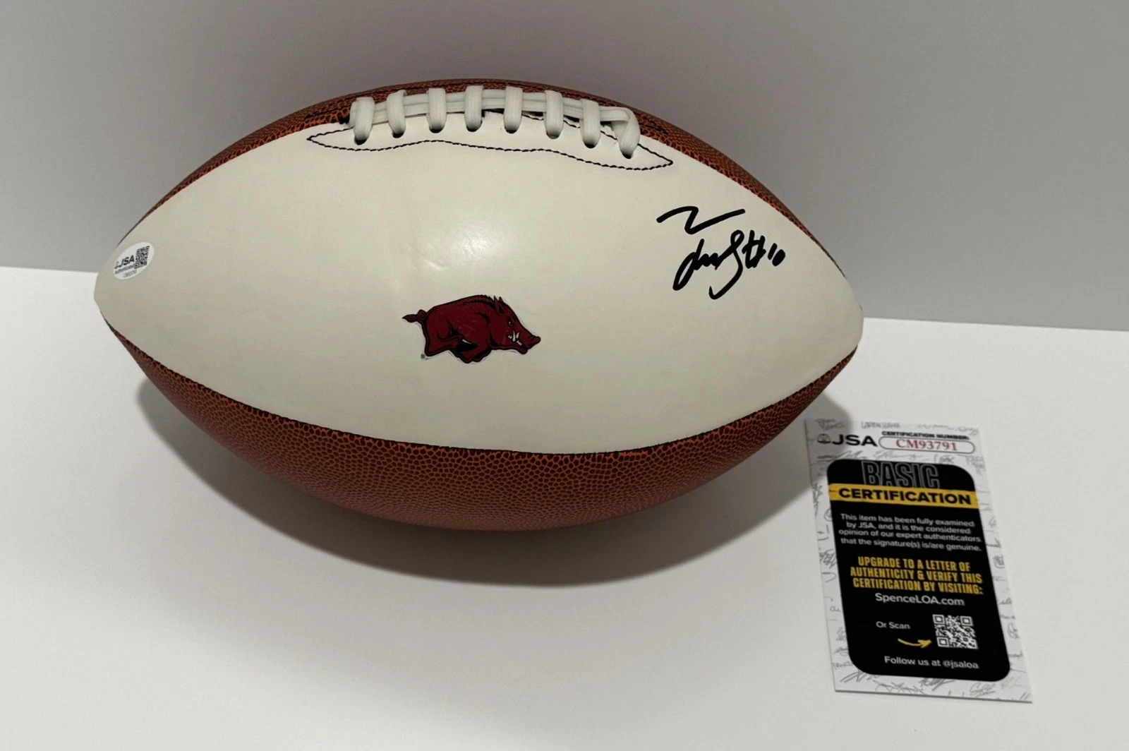 TAYLEN GREEN SIGNED FOOTBALL ARKANSAS RAZORBACKS NFL STAR JSA COA