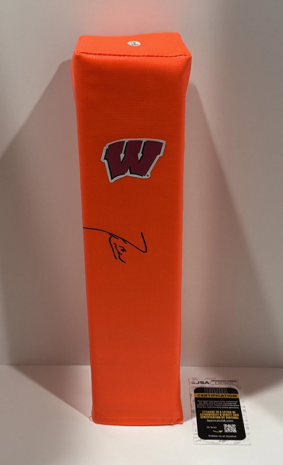 JIM LEONHARD SIGNED TOUCHDOWN PYLON WISCONSIN BADGERS FOOTBALL JSA COA
