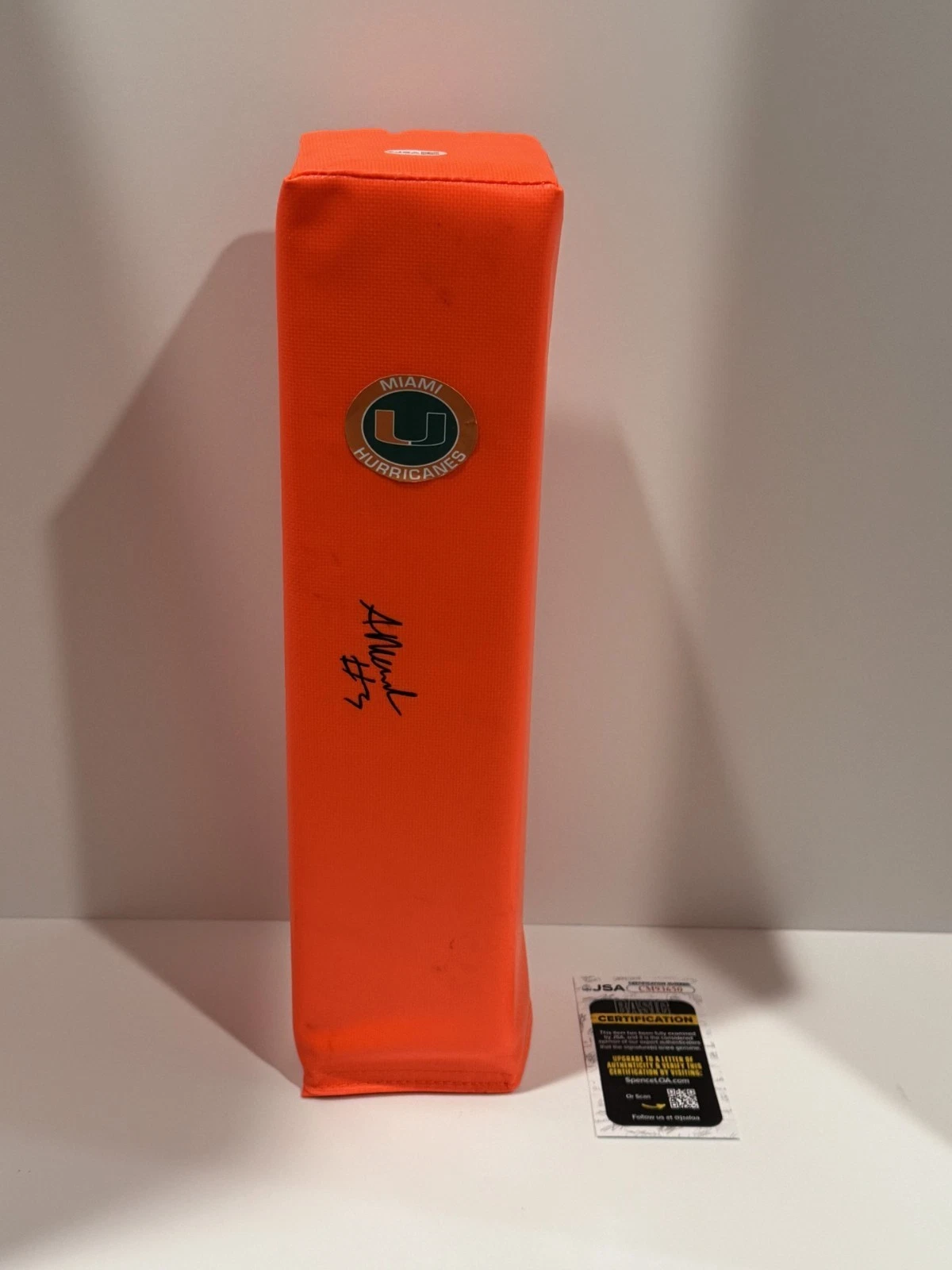 AKHEEM MESIDOR SIGNED TOUCHDOWN PYLON MIAMI HURRICANES FOOTBALL JSA COA
