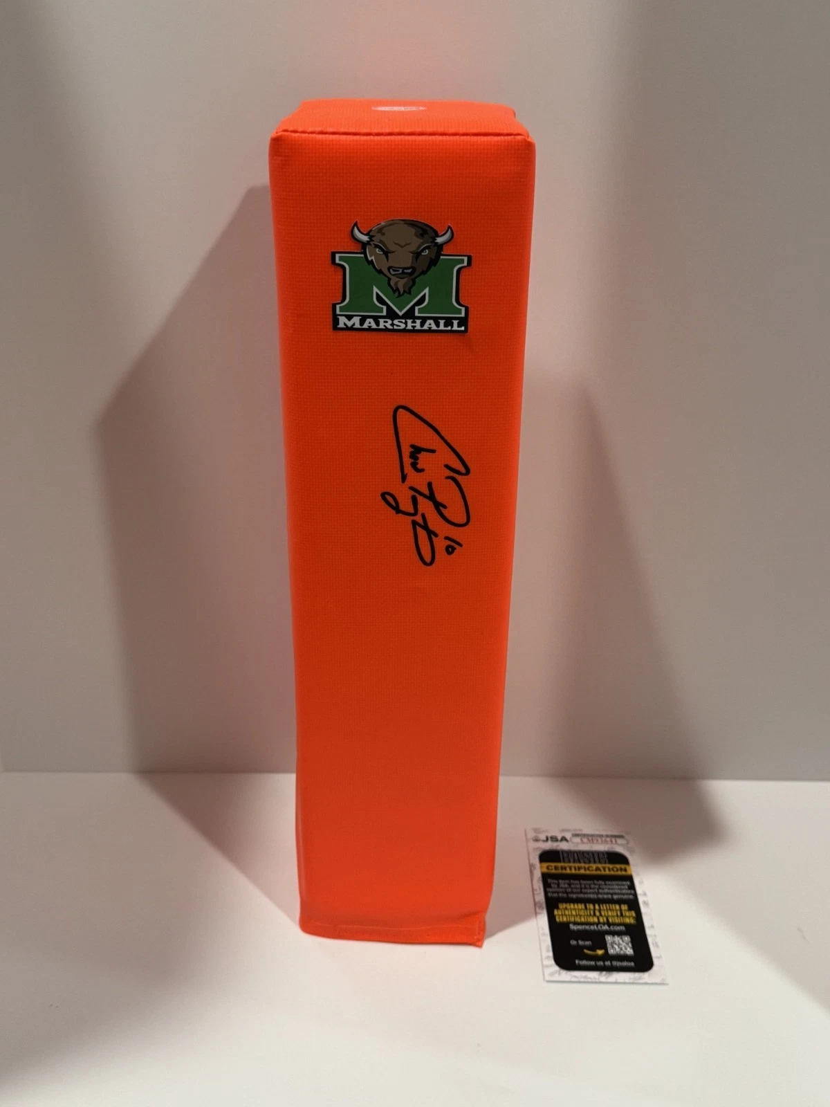 CHAD PENNINGTON SIGNED TOUCHDOWN PYLON MARSHALL THUNDERING HERD JSA COA