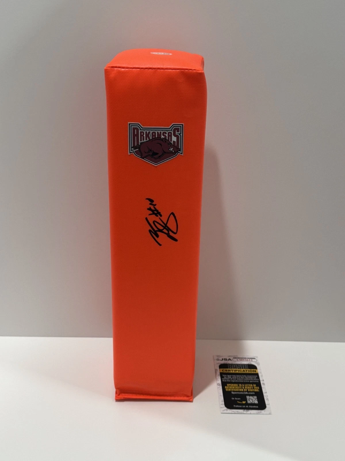 TAYLEN GREEN SIGNED TOUCHDOWN PYLON ARKANSAS RAZORBACKS JSA COA