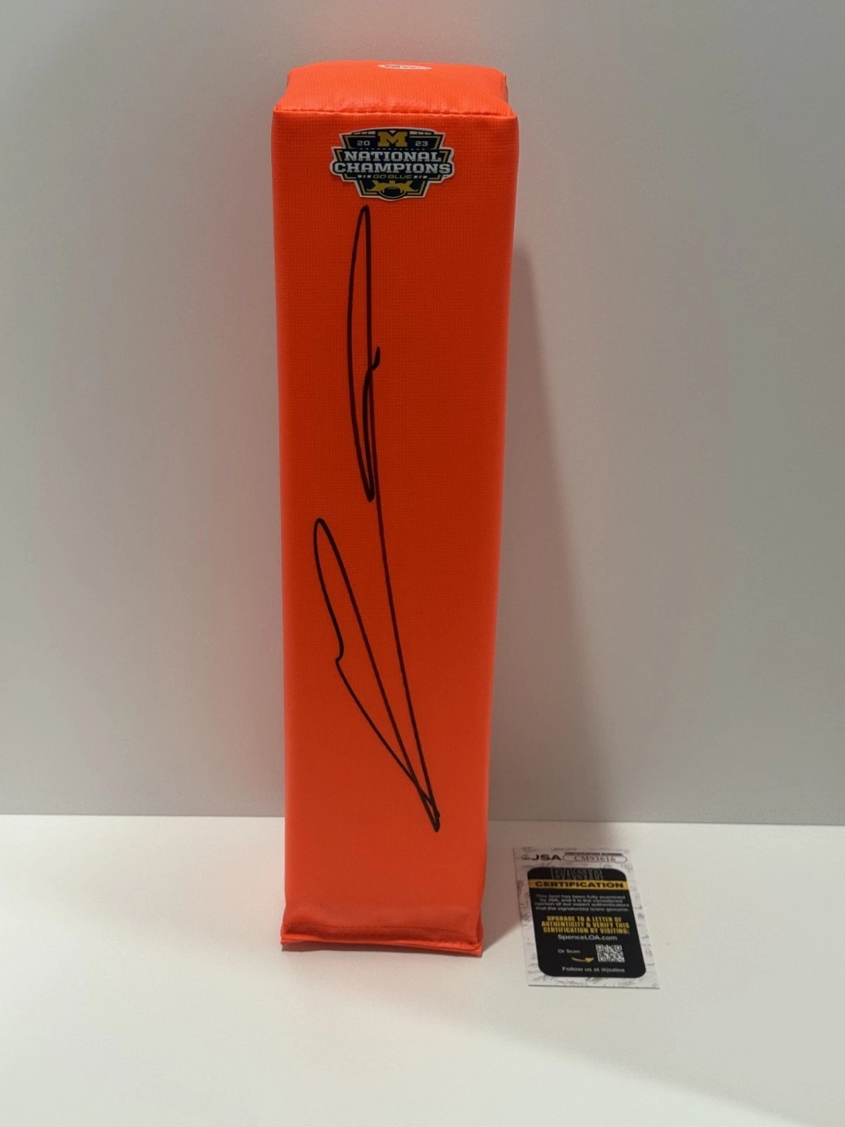MARLIN KLEIN SIGNED TOUCHDOWN PYLON MICHIGAN WOLVERINES 2023 CHAMPIONS JSA COA
