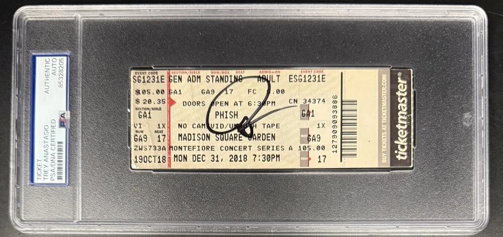 Trey Anastasio Phish Signed Autograph NYE MSG Mercury 2018 Slab Ticket PSA/DNA B
