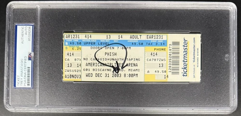 Trey Anastasio Phish Signed Autograph NYE Miami 2003 Encapsulated Ticket PSA/DNA