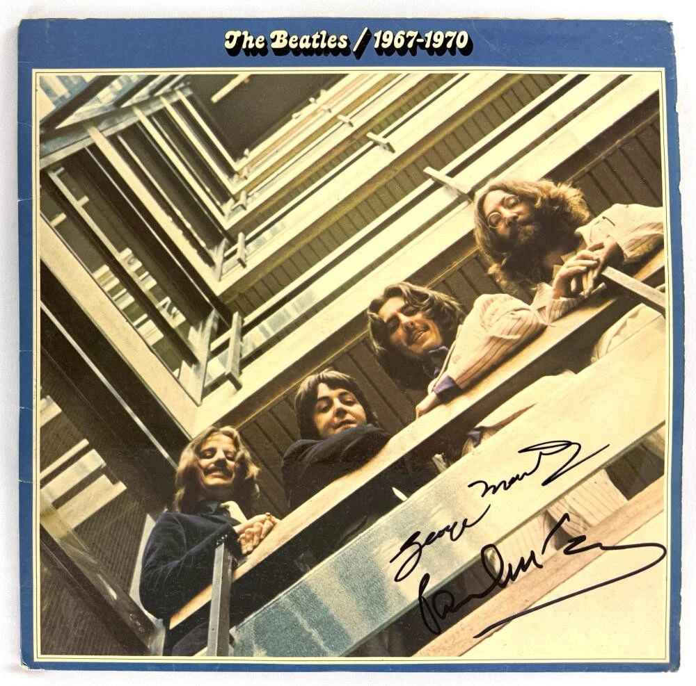 Paul McCartney & George Martin Signed Autograph Beatles Album Record LP PSA COA