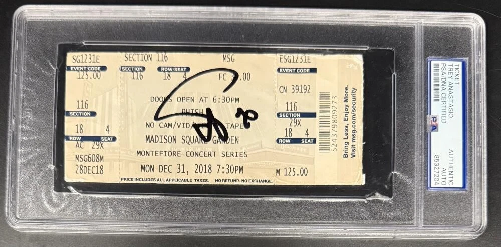 Trey Anastasio Phish Signed Autograph NYE 2018 MSG Ticket PSA/DNA Mercury COA