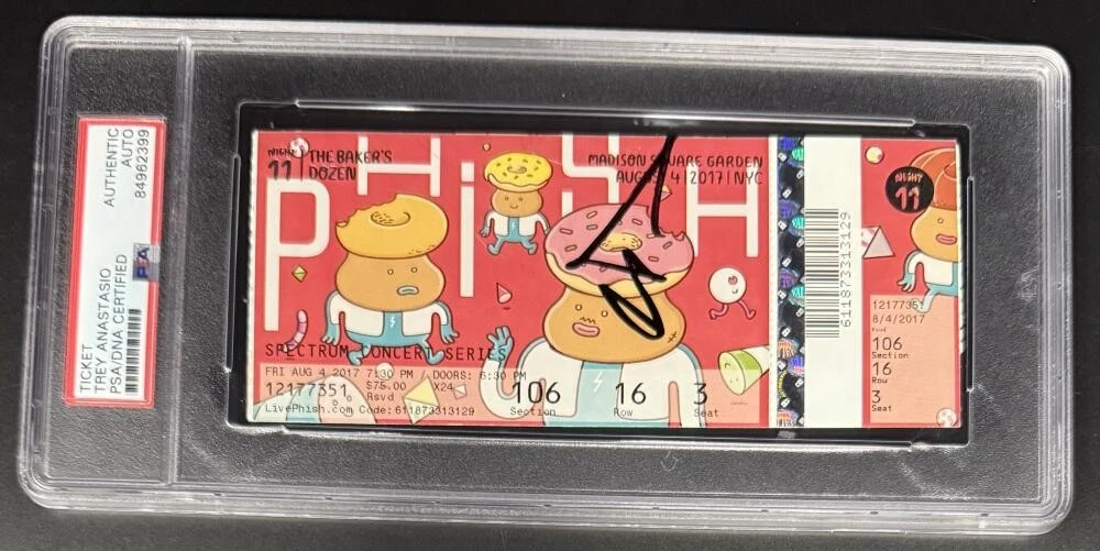 Trey Anastasio Phish Signed Autograph MSG Bakers Dozen 11 Lemon Ticket PSA/DNA B