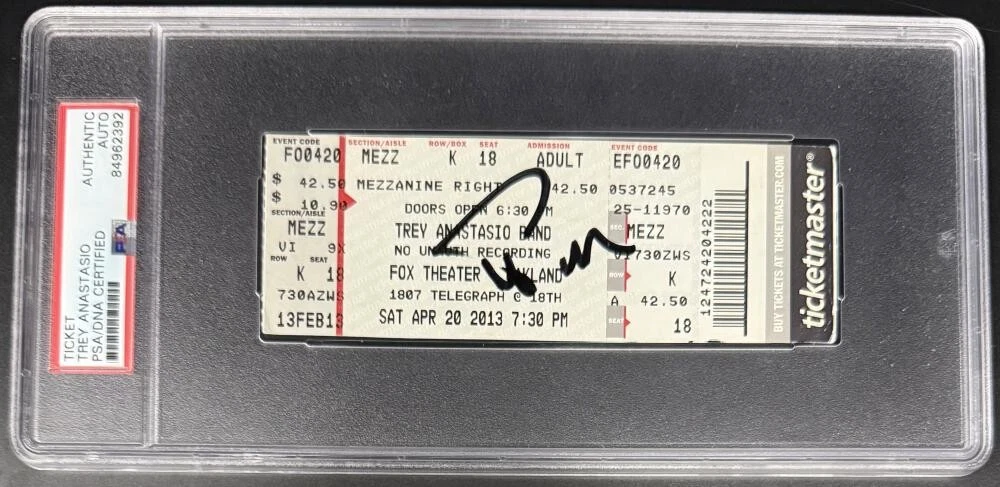 Trey Anastasio Phish Signed Autograph Fox Theater 2015 Slabbed Ticket PSA/DNA