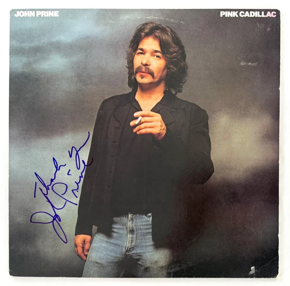 John Prine Signed Autograph Pink Cadillac Album Vinyl Record LP w/ JSA COA