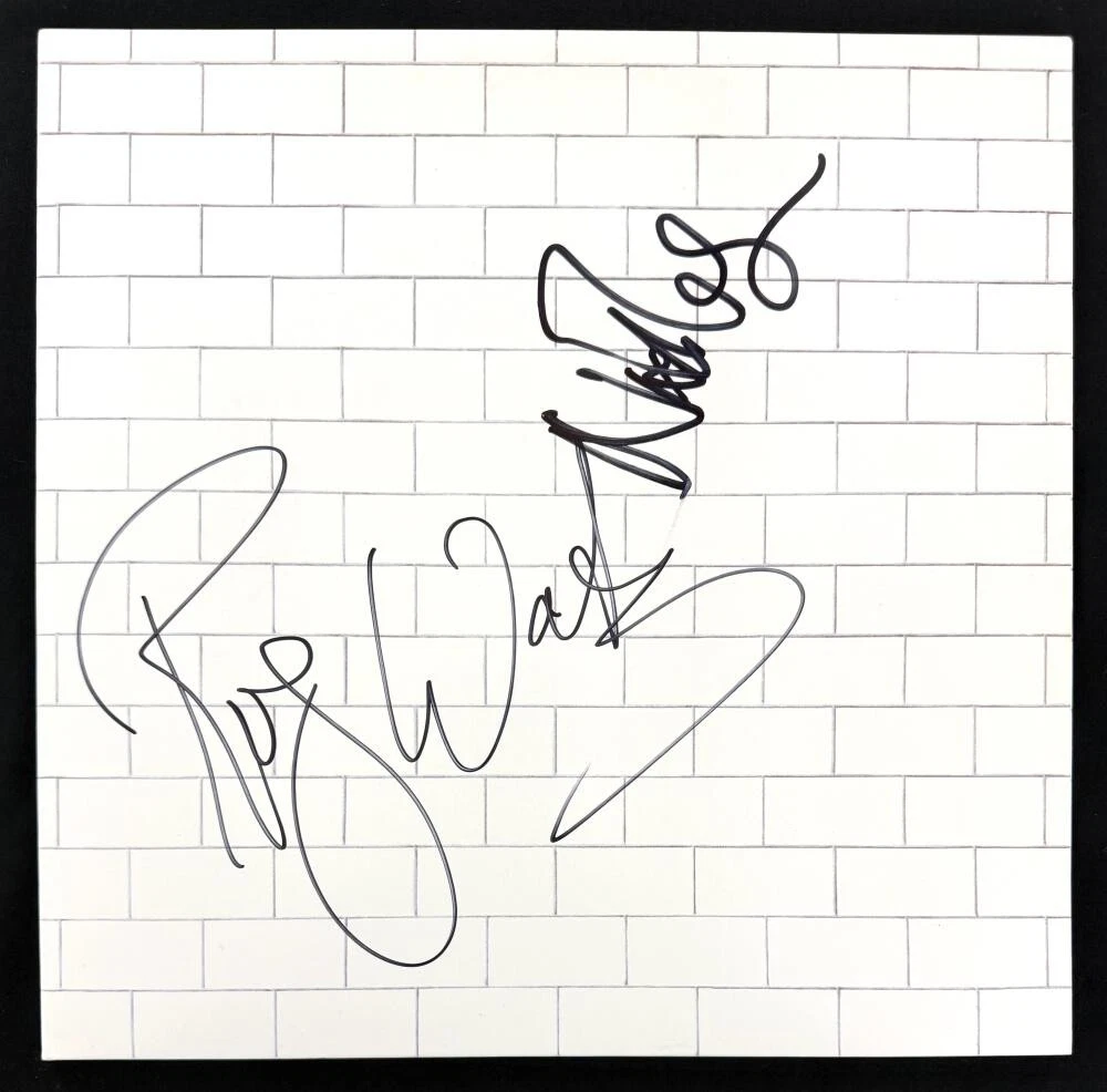 Roger Waters & Nick Mason Signed Autograph Pink Floyd Wall Album Record Beckett