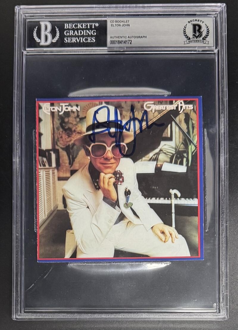 Elton John Signed Autograph Beckett Slabbed Greatest Hits CD Cover BAS COA
