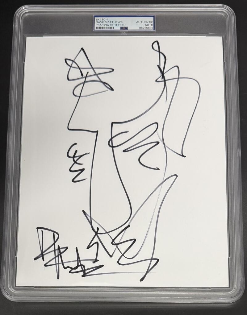 Dave Matthews Signed Autograph PSA/DNA Encapsulated Slabbed 8x10 Face Art Sketch