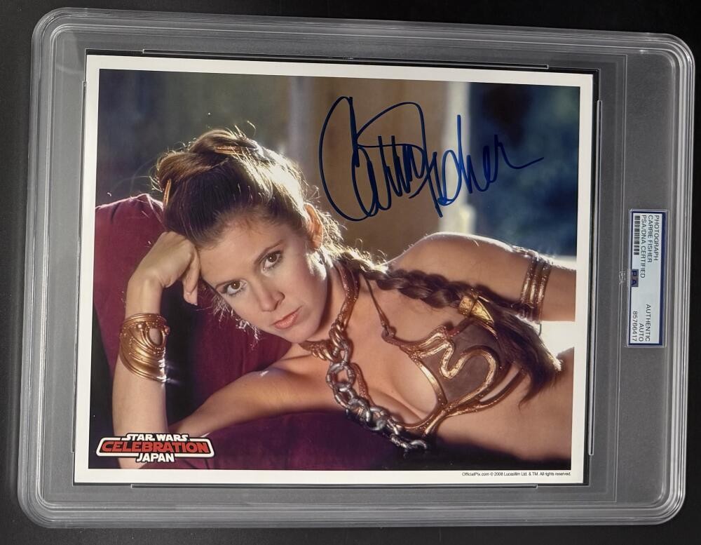 Carrie Fisher Signed Autograph 08 Star Wars Celebration 8x10 Photo PSA/DNA Slab