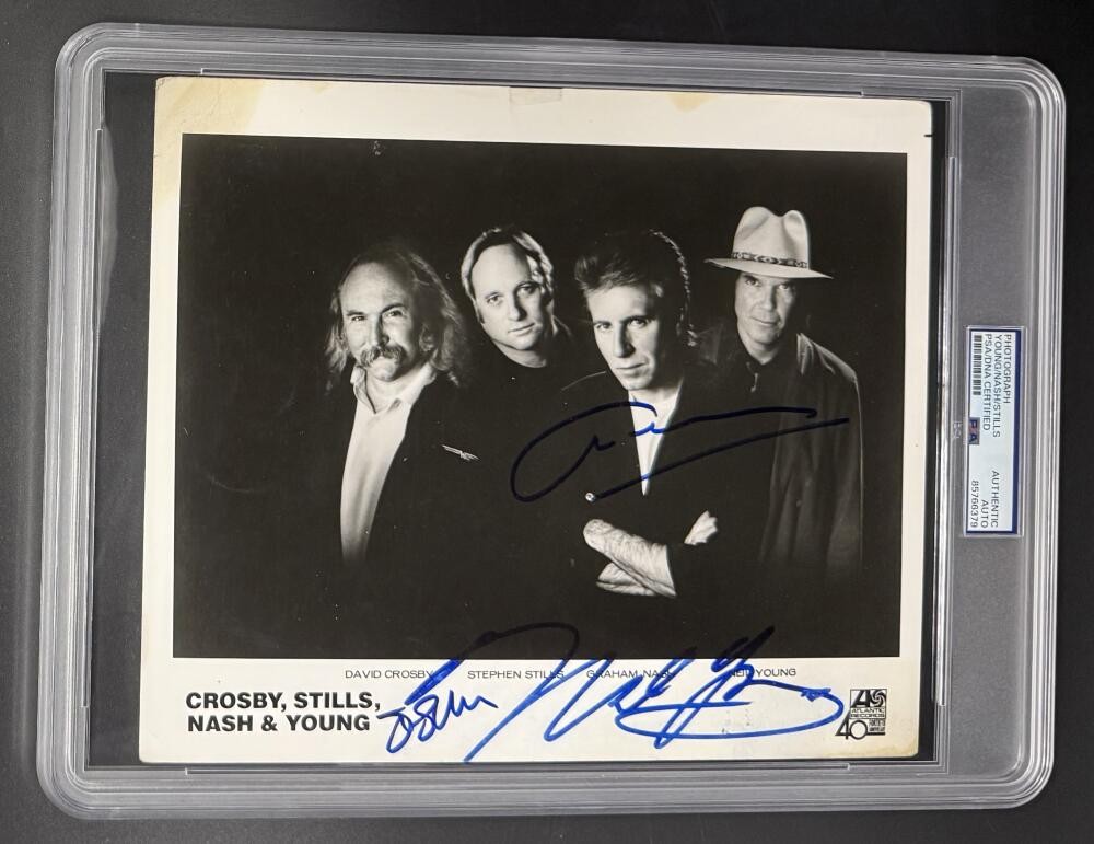 Graham Nash Neil Young Stills Signed Autograph Promo PSA/DNA COA 8x10 Slab Photo