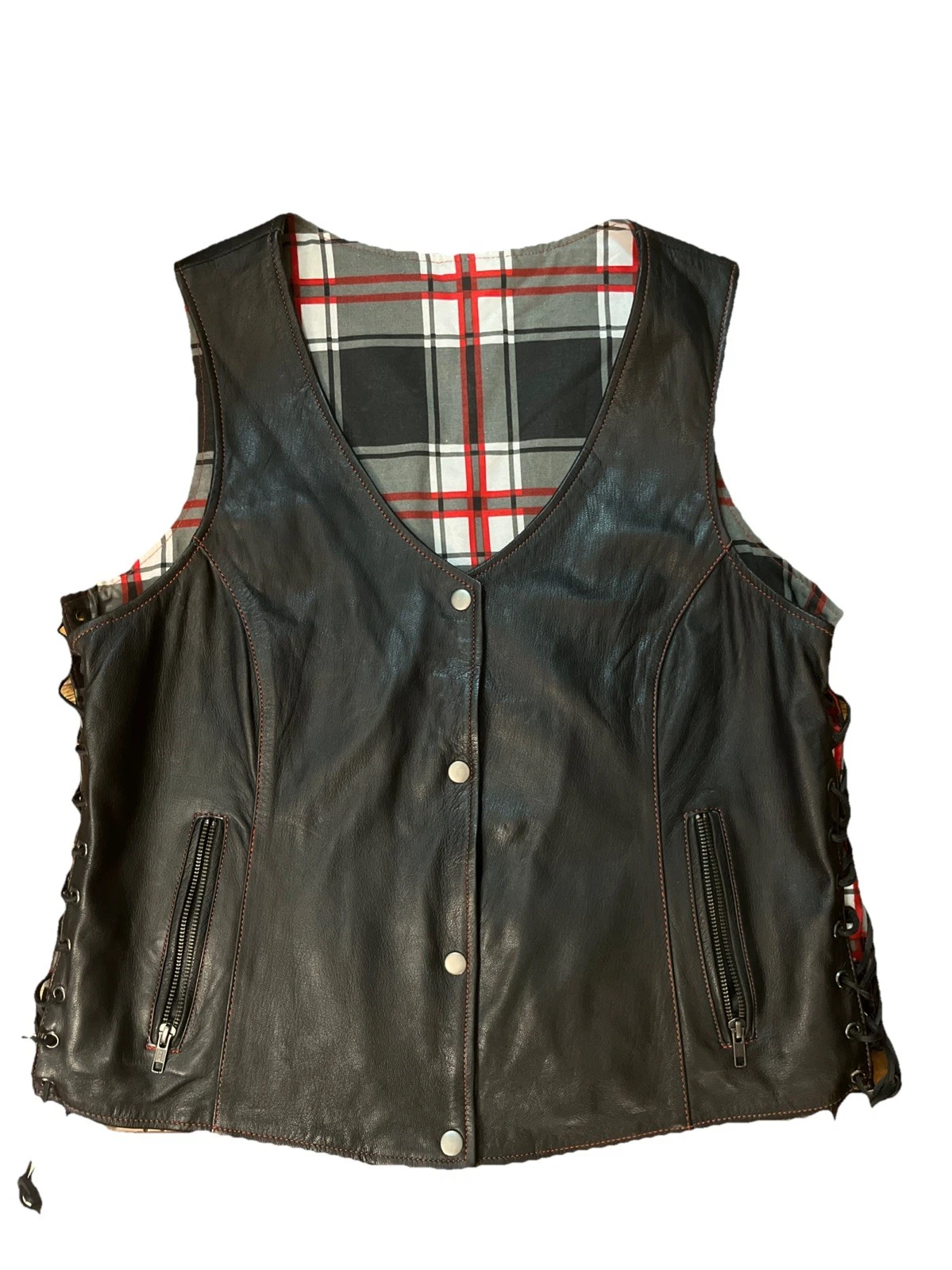 Unik Select Leather Snap Gun Pocket Lace Sides Vest  Size 3X XXX Large