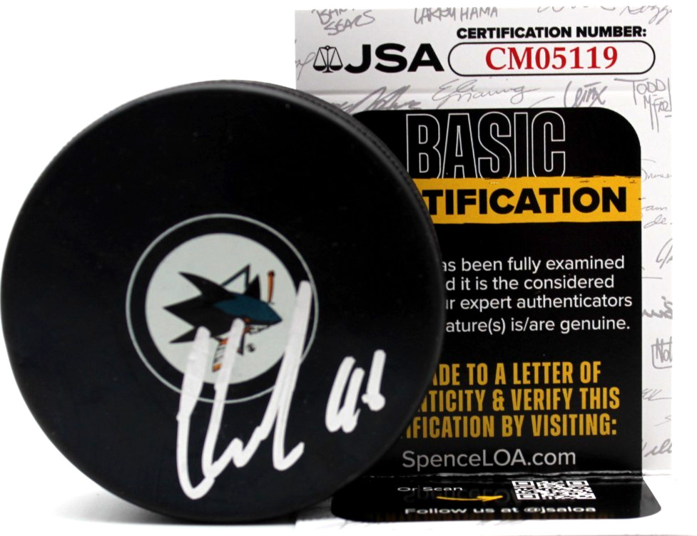 Cam Lund Signed San Jose Sharks Official Hockey Autograph Puck w/JSA COA CM05119