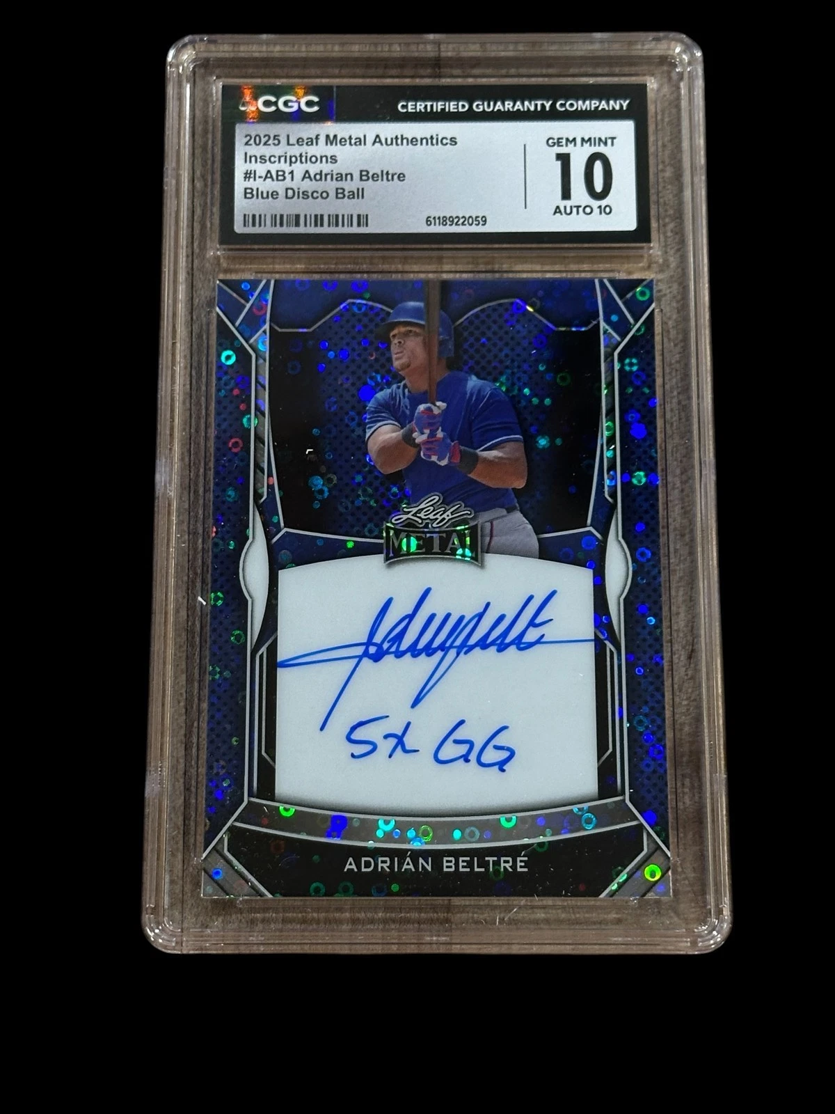 Adrian Beltre 2025 Leaf Metal Authentic Inscriptions Signed Autograph 1/1 CGC 10