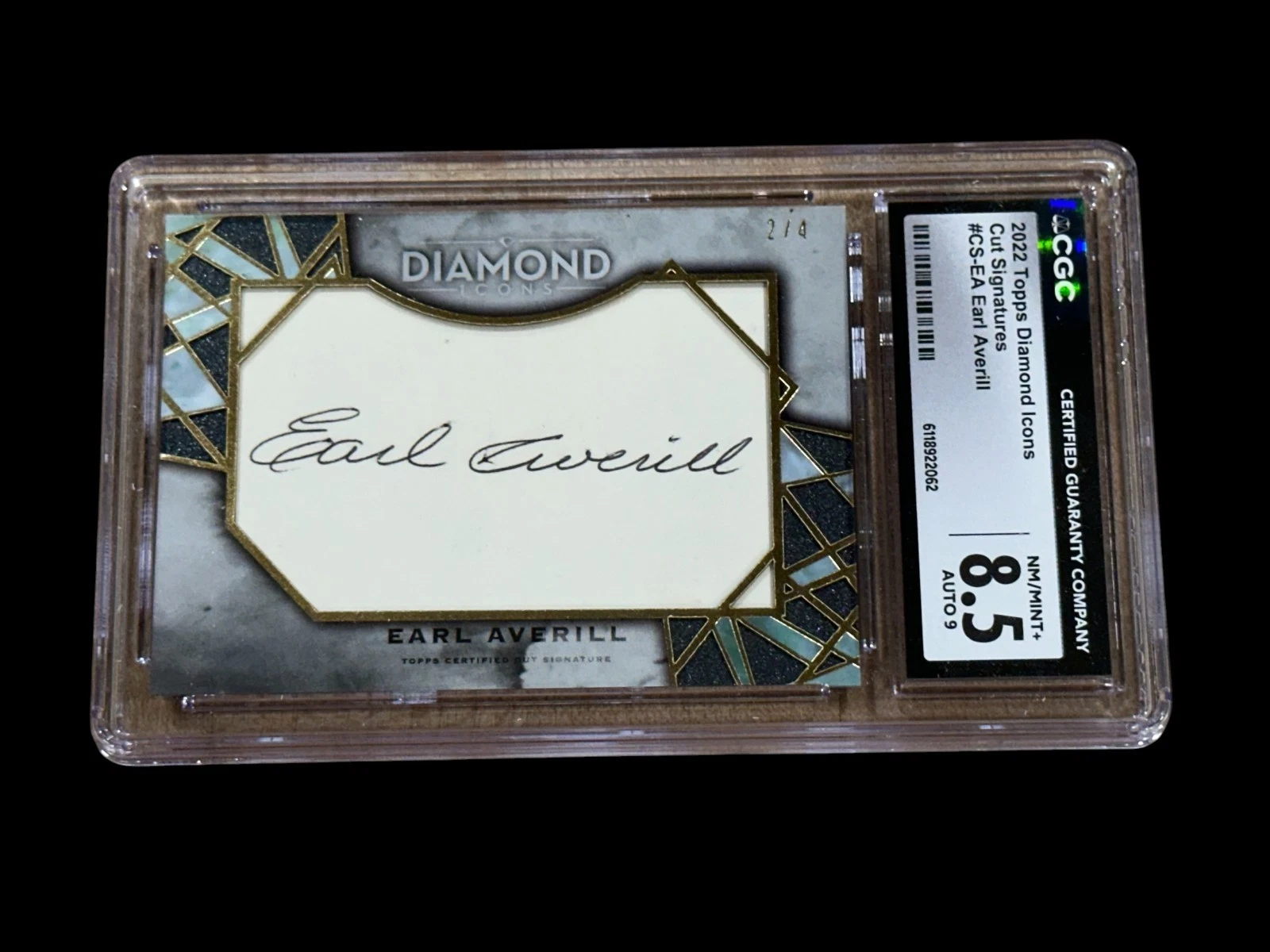 Earl Averill 2022 Topps Diamond Icons Cleveland Indians Signed Autograph CGC 8.5