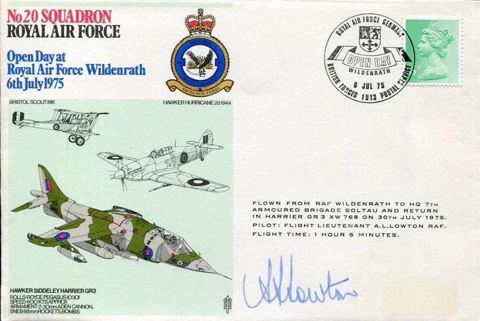 Flight Lieutenant A. L. Lowton RAF Pilot No. 20 Squadr WWII War Signed Autograph
