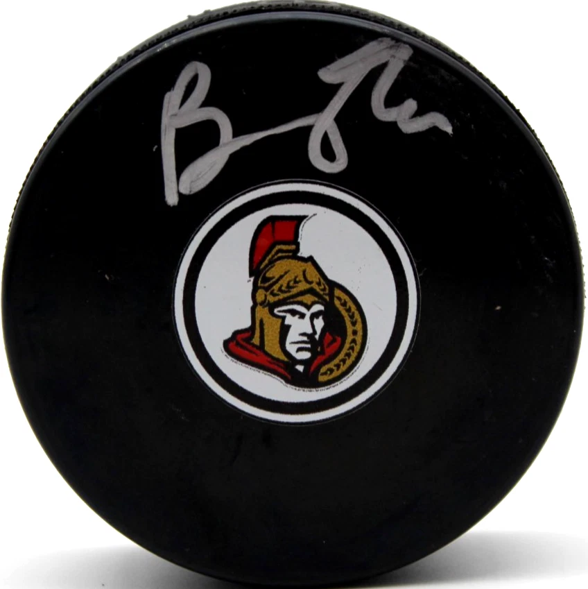 Brady Tkachuk Signed Ottawa Senators Hockey Logo Puck w/Beckett COA BW54129