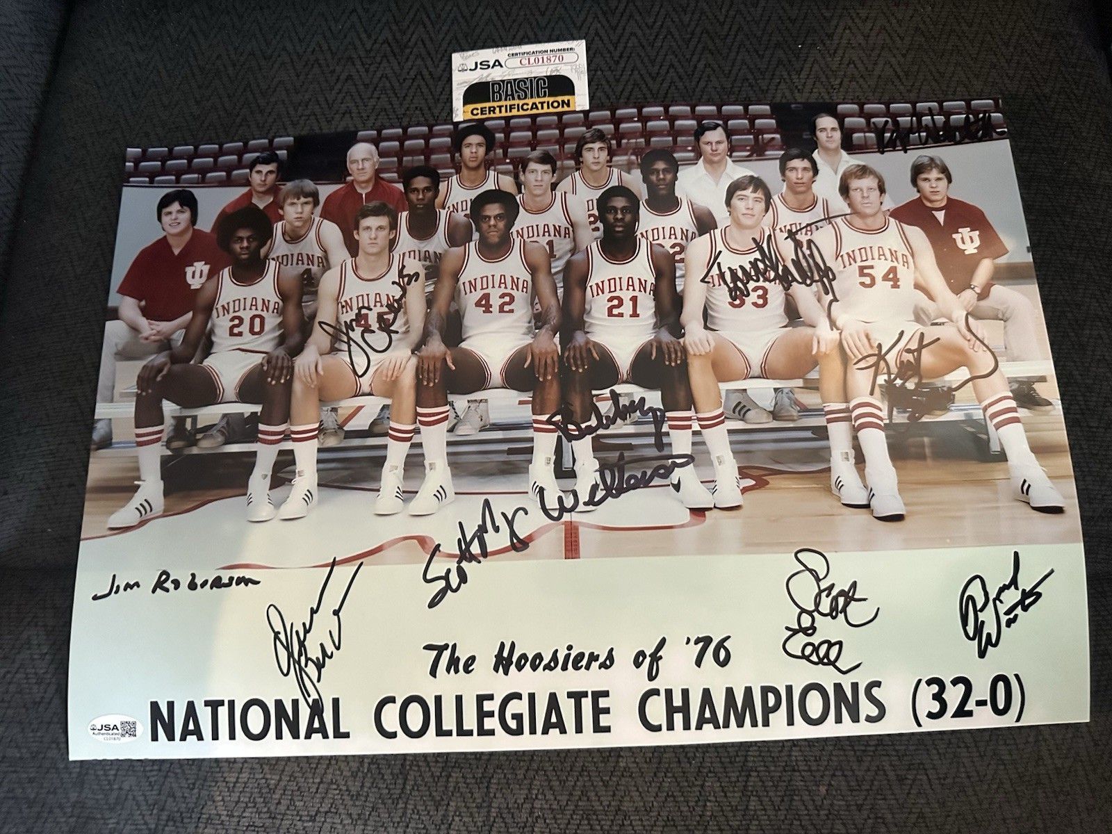 1976 Hoosiers Team Signed 12x18 JSA Authenticated COA Scott May Kent Benson ++