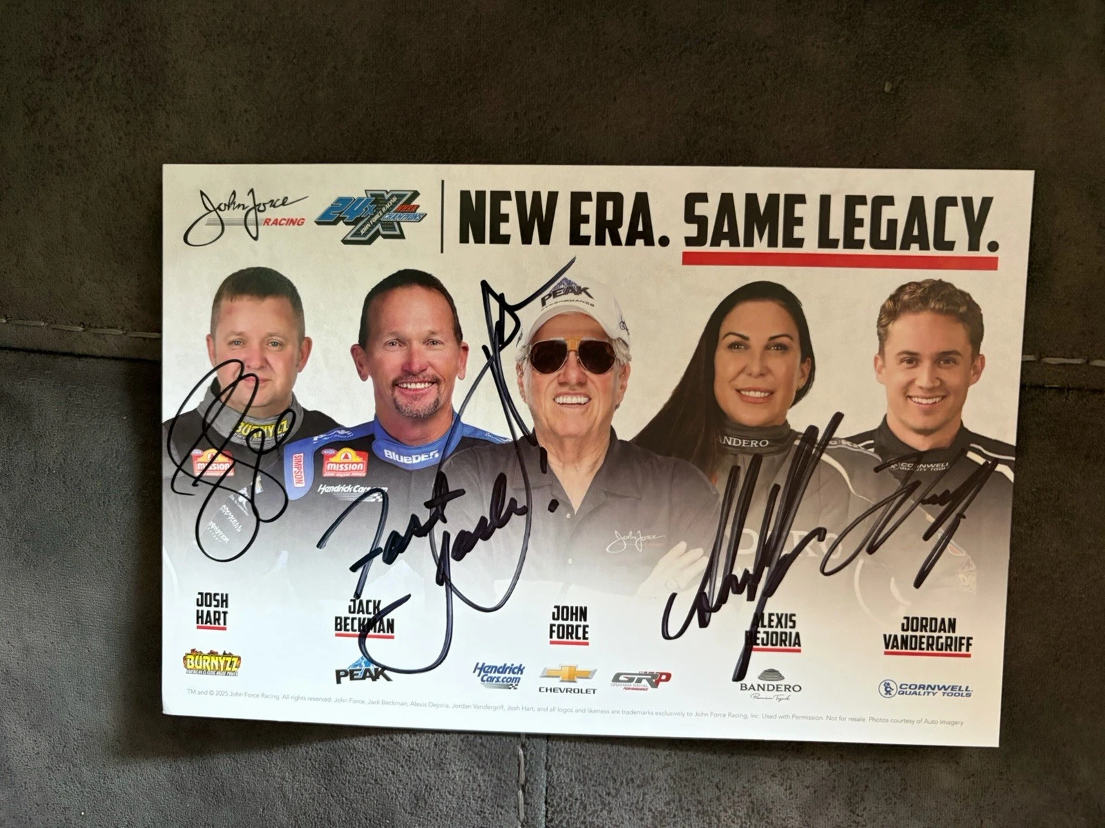 John Force Josh Hart Jack Beckman Alexis Dejoria JV Signed Promo Card 2026 JFR