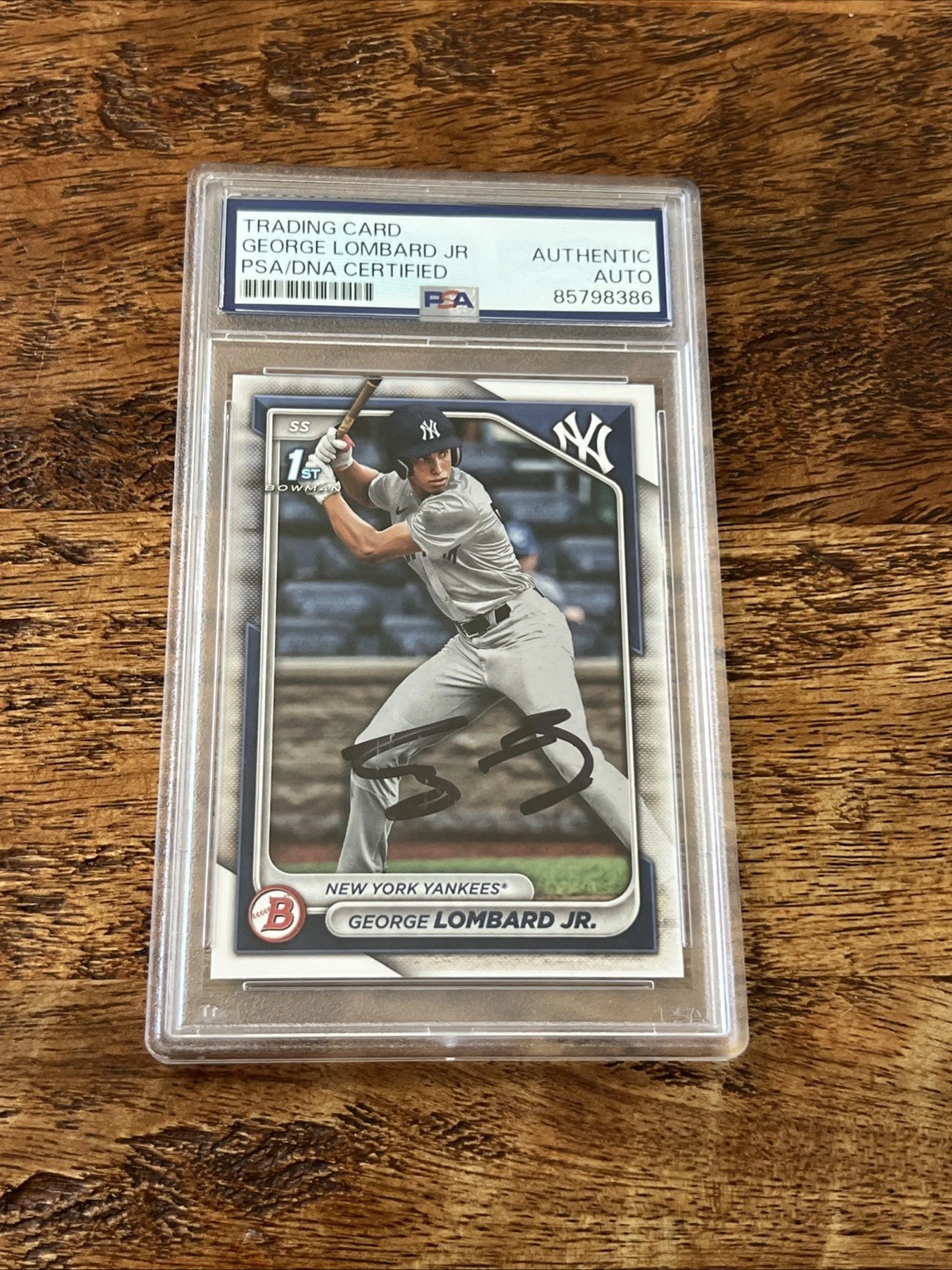 George Lombard Jr IP Signed 1st Bowman Card PSA DNA Coa Slab Yankees Autographed