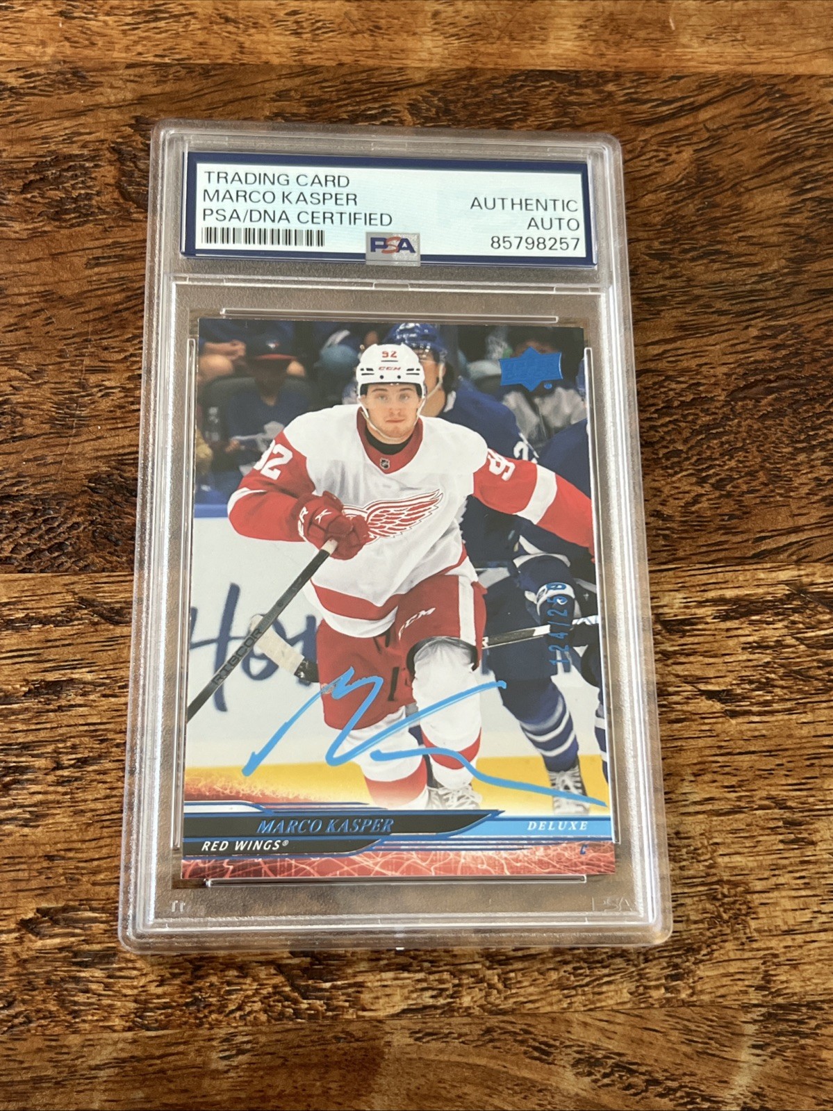 Marco Kasper IP Signed Upper Deck Card PSA DNA Slab Red Wings Autographed