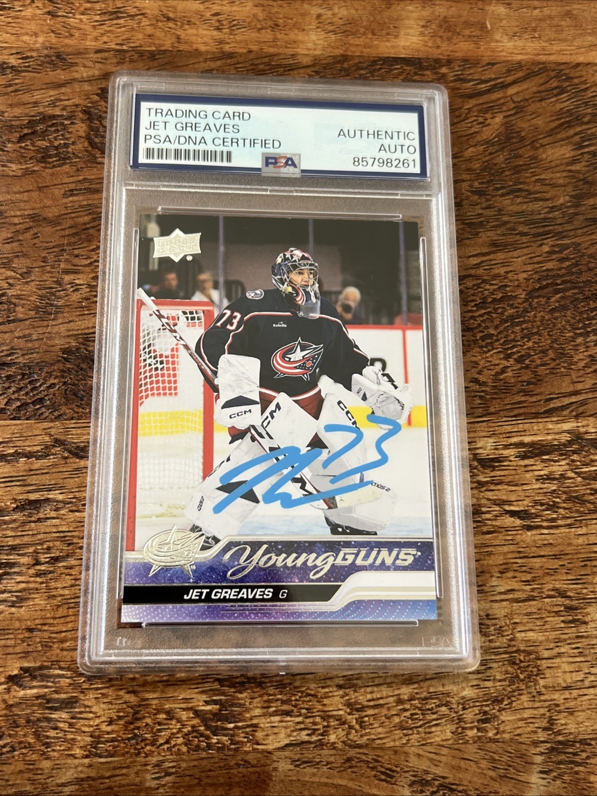Jet Greaves IP Signed UD Young Guns Card Psa Dna Slab Blue Jackets Autographed