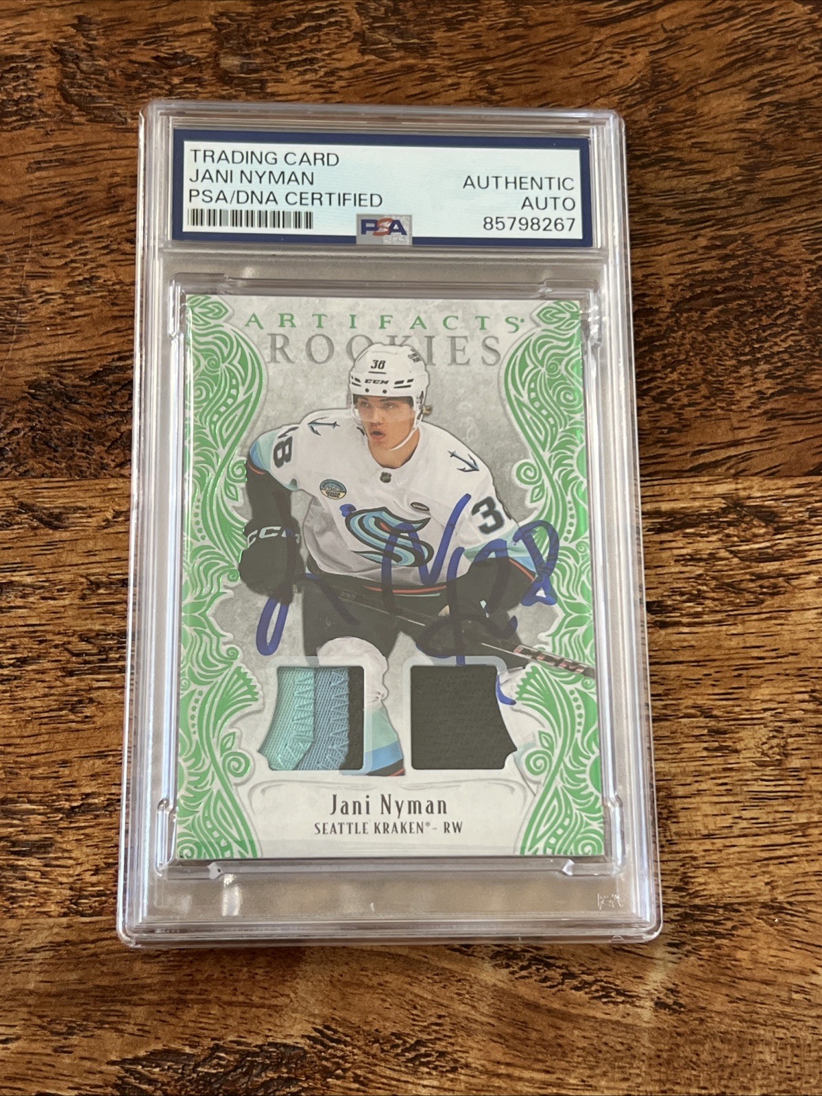 Jani Nyman IP Signed UD Artifacts RC Jersey Card PSA DNA Slab Kraken Autographed
