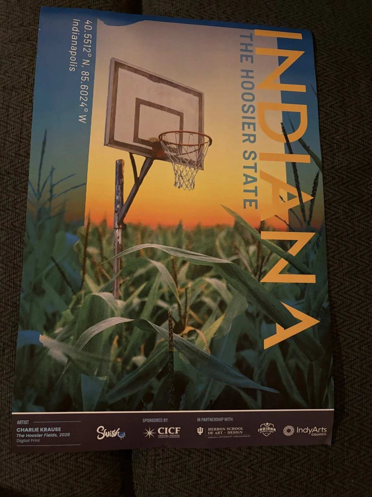 2026 Poster Indianapolis Final Four Unsigned Michigan Wins Cornfield Artwork