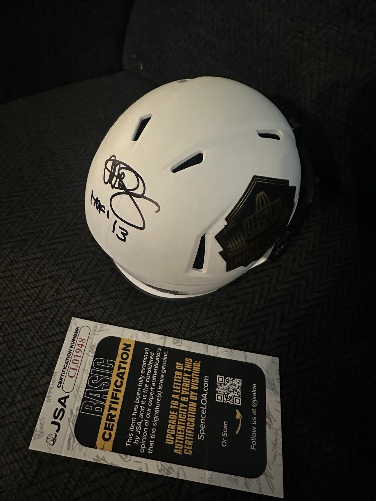 Al Michaels Signed Lunar Hall Of Fame Mini Helmet JSA Authentication COA