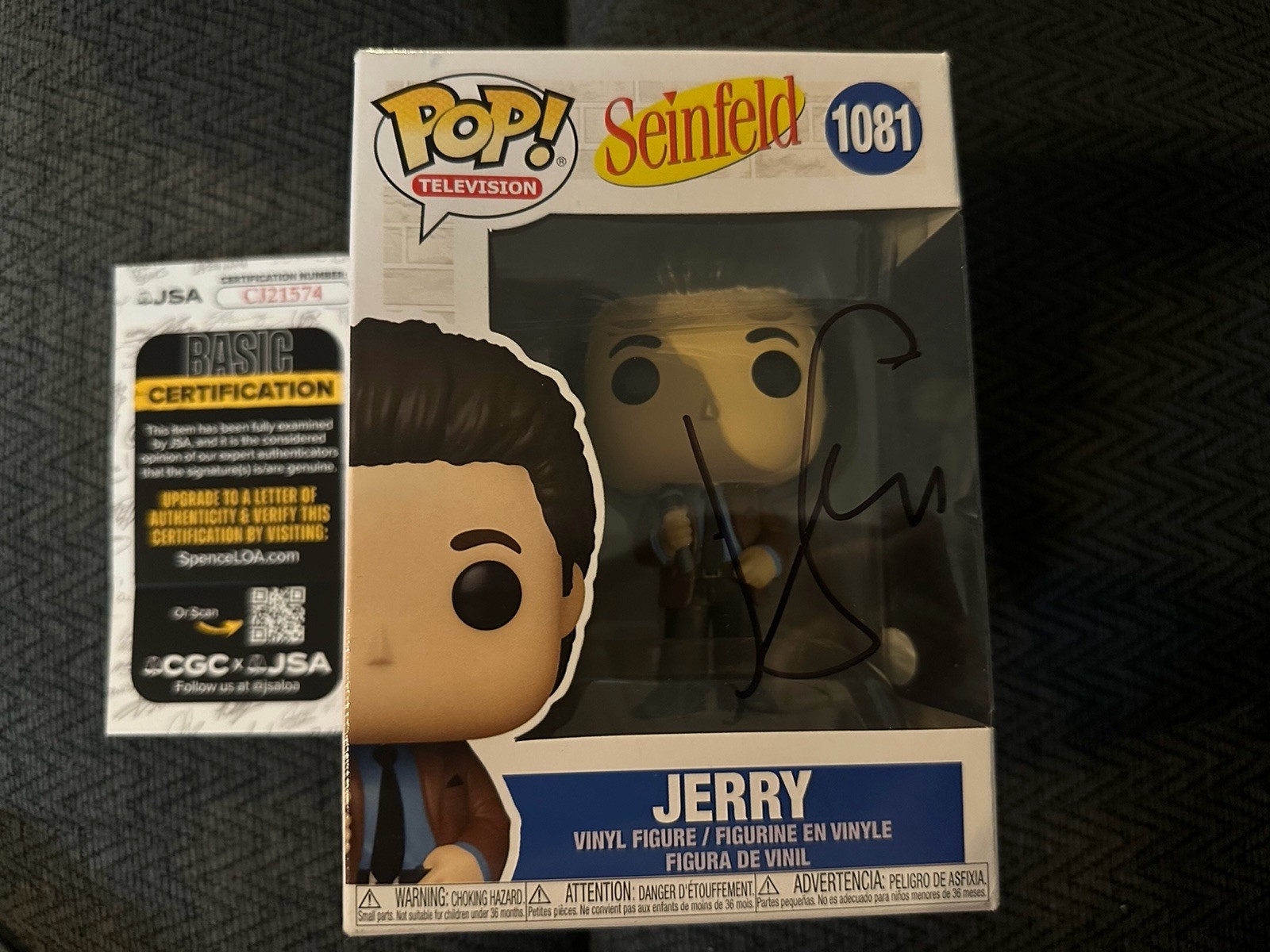 Jerry Seinfeld Funko Pop NIB 1081 Indy Car JSA Authentication COA