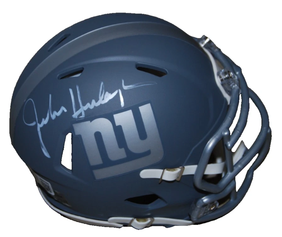 JOHN HARBAUGH signed NEW YORK GIANTS Slate mini football helmet BECKETT BW07926