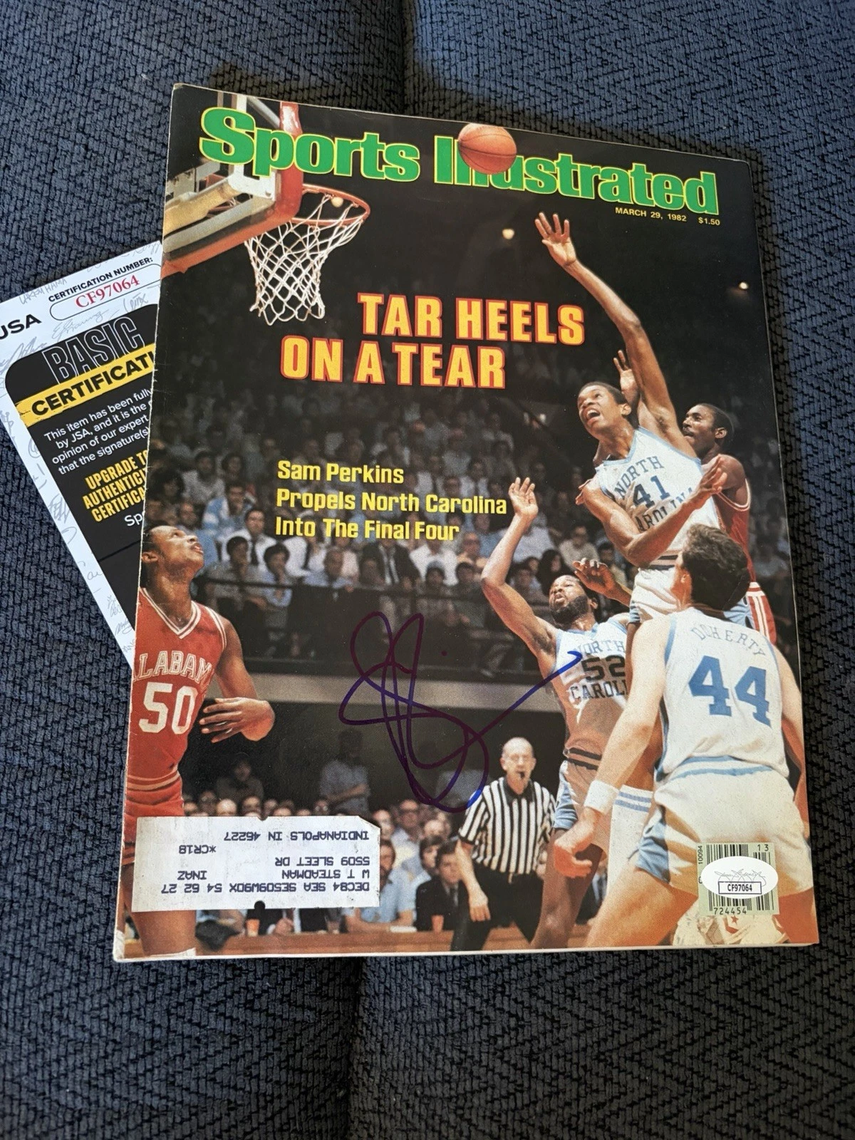 Sam Perkins Signed Sports Illustrated Magazine JSA Authentication COA Tar Heels