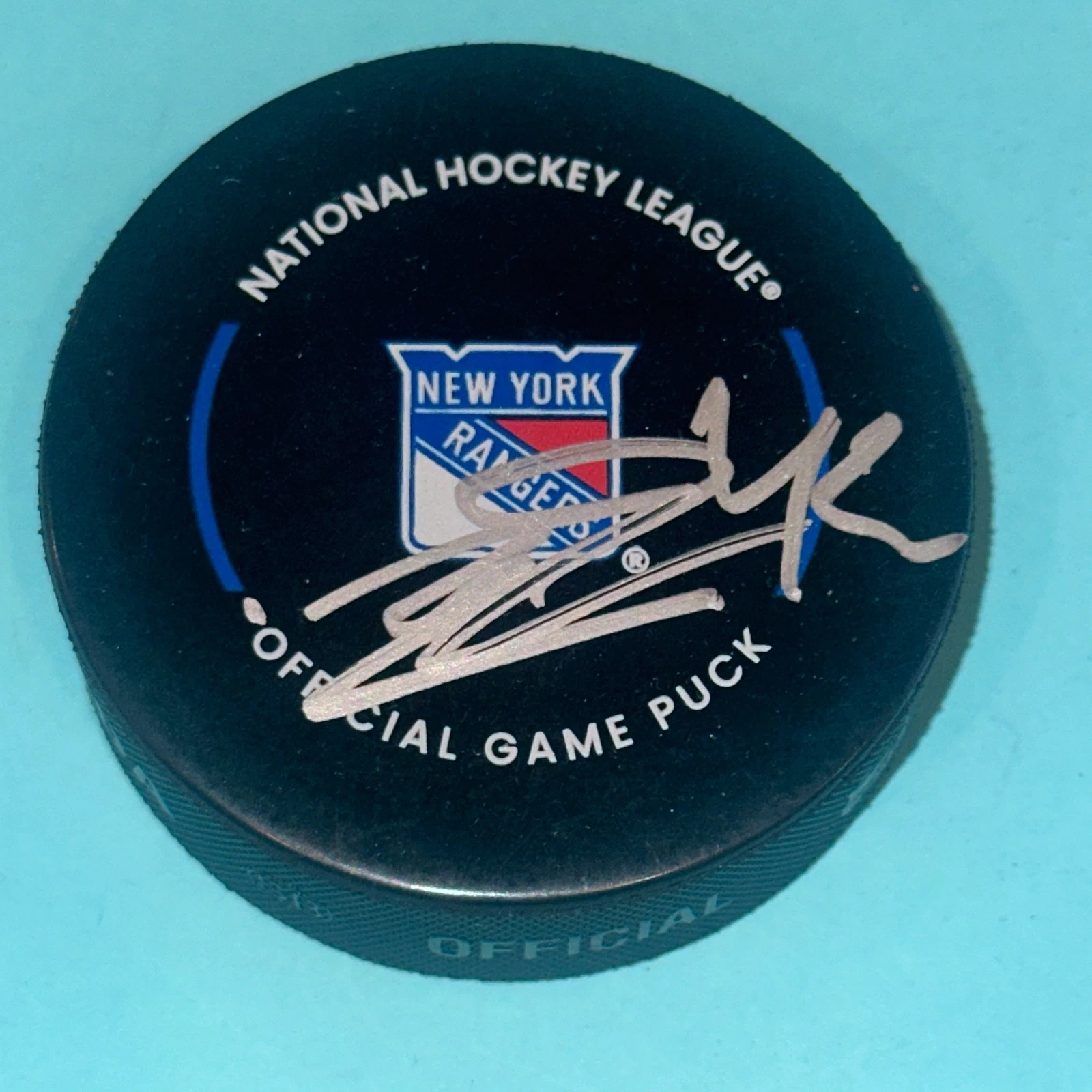 NOAH LABA Signed New York RANGERS Official GAME Puck Beckett (BAS)