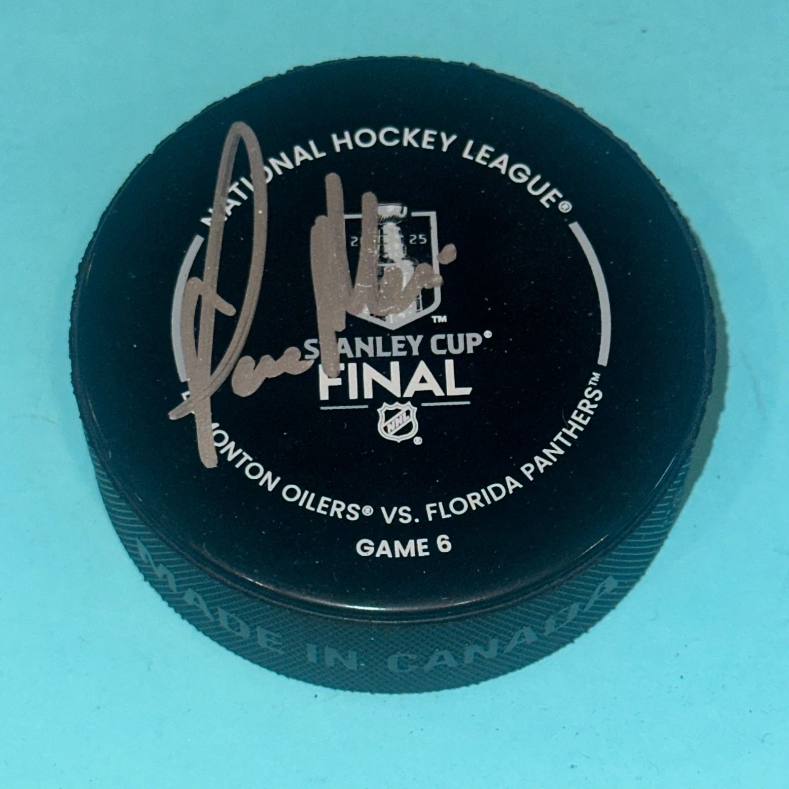 PAUL MAURICE Signed Panthers 2025 STANLEY CUP Official GAME Puck Beckett (BAS)