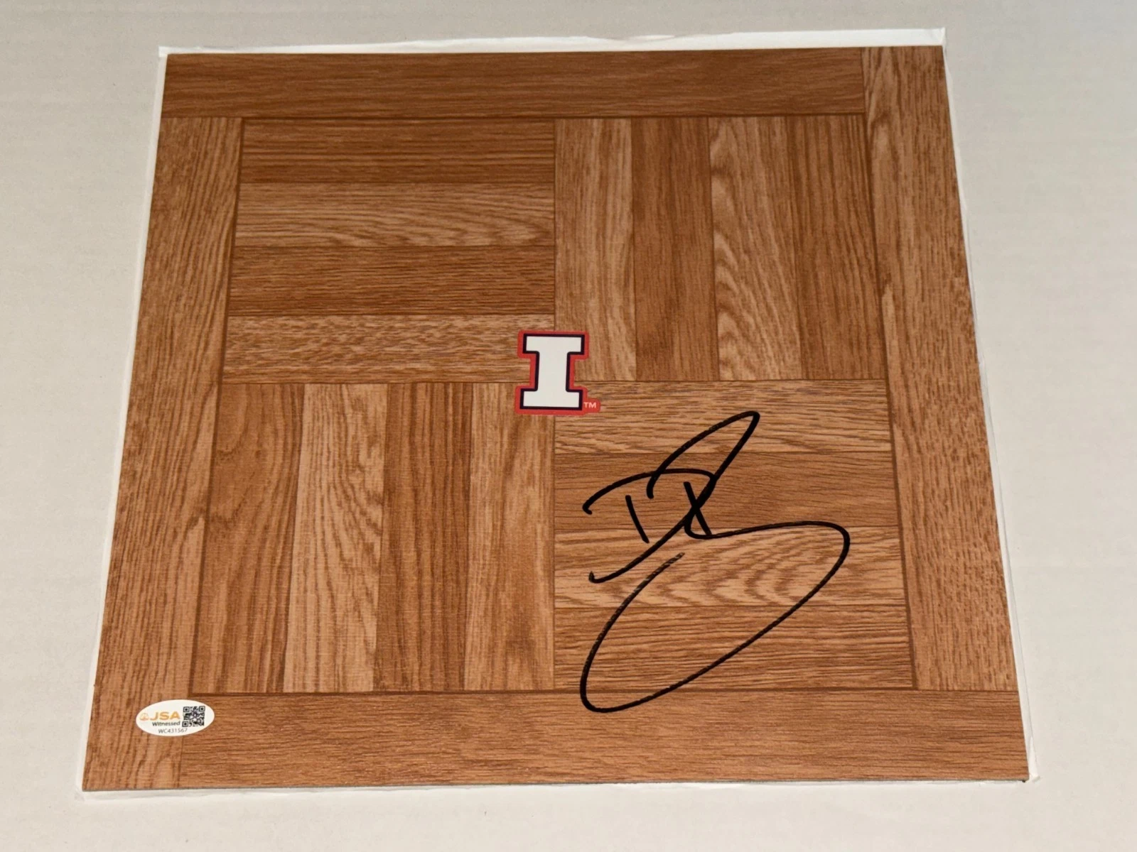 Dee Brown signed Illinois Fighting Illini Logo Floorboard Floor #2 JSA Witnessed