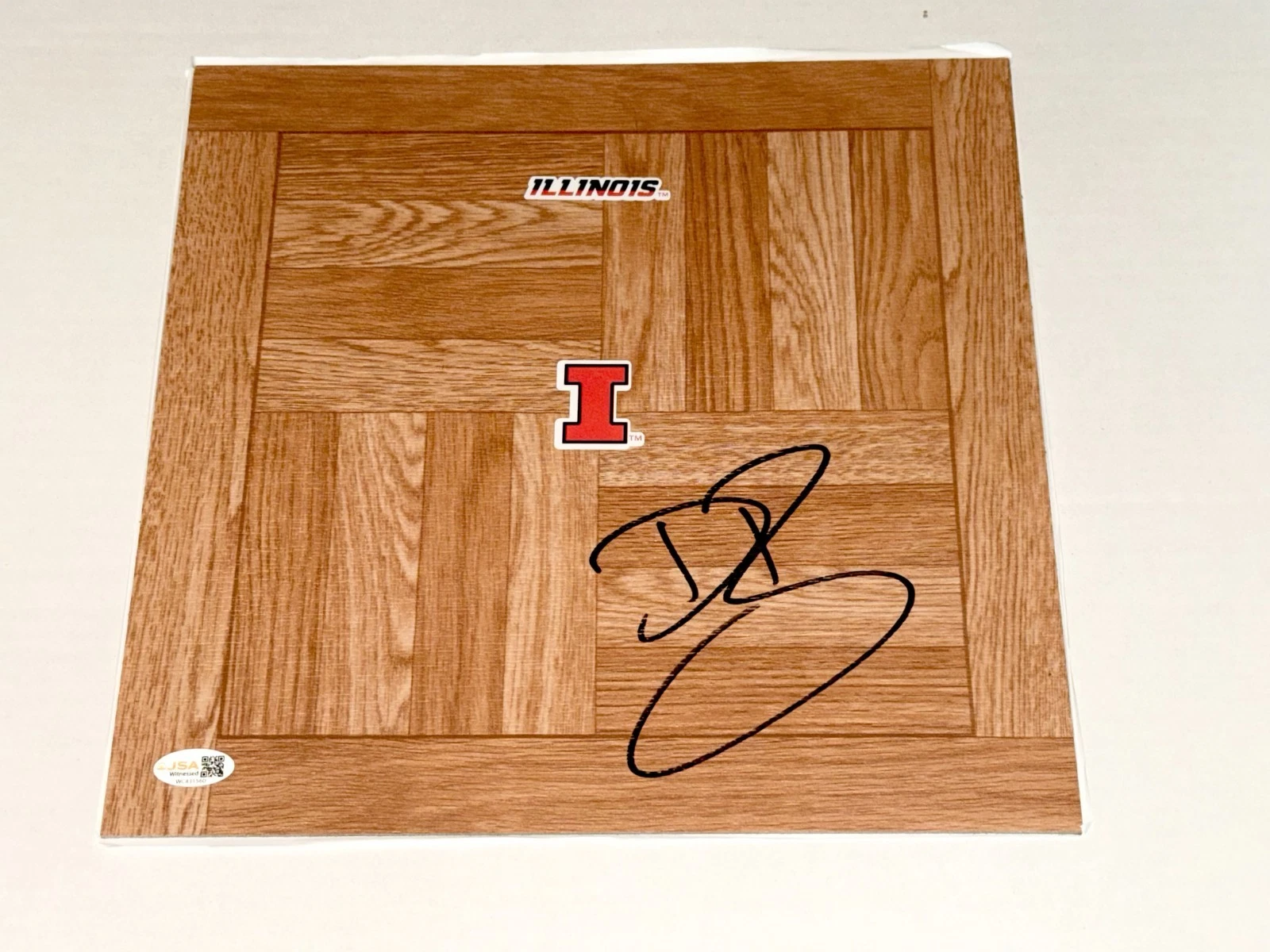 Dee Brown signed Illinois Fighting Illini Logo Floorboard Floor #5 JSA Witnessed