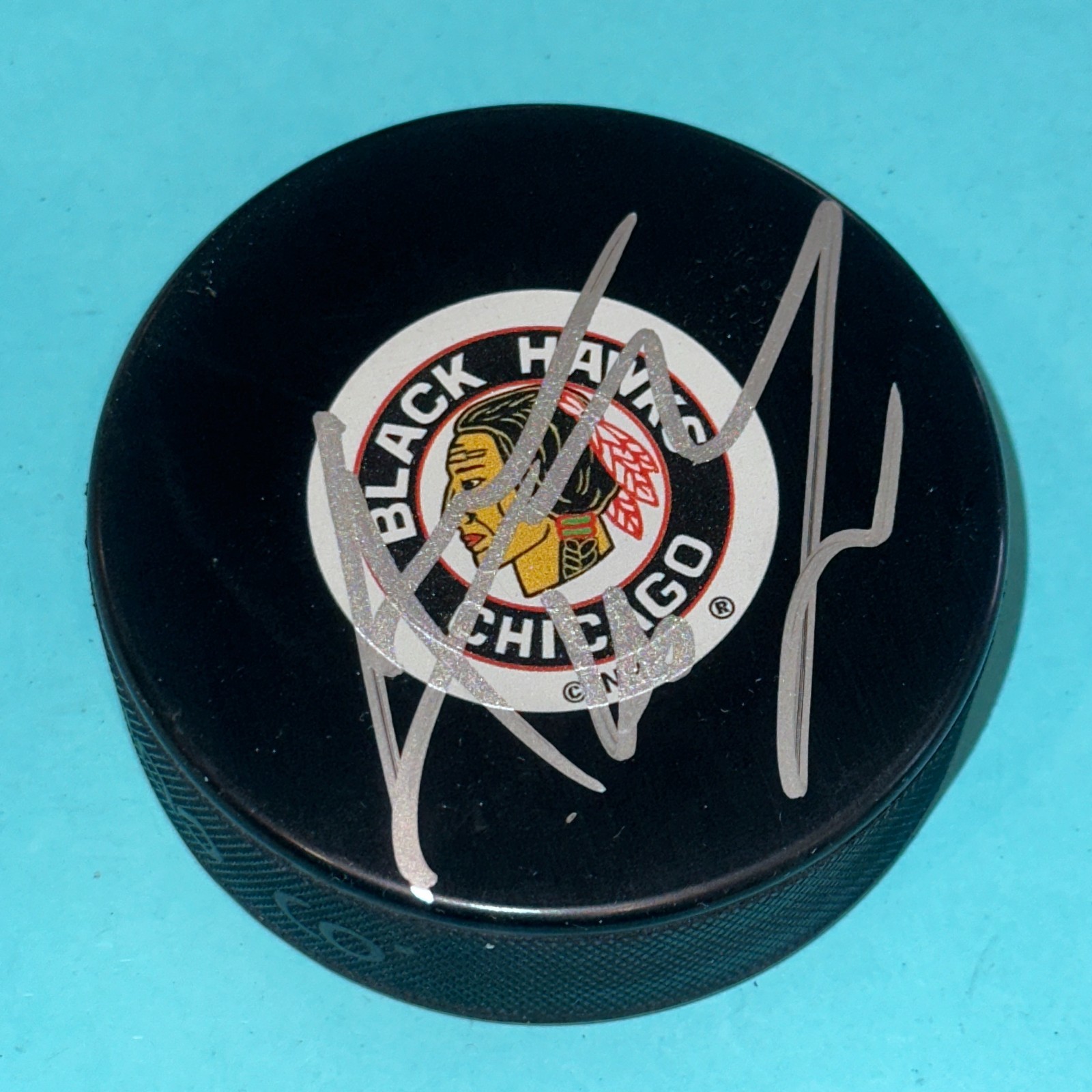 ANDREW LADD Signed Chicago BLACKHAWKS Original Six Puck Beckett (BAS)