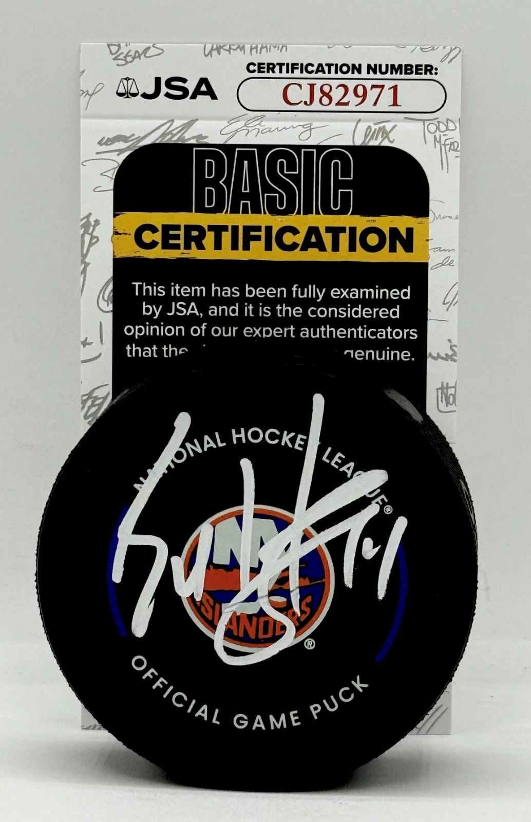Bo Horvat signed New York Islanders Official Game Puck autographed JSA